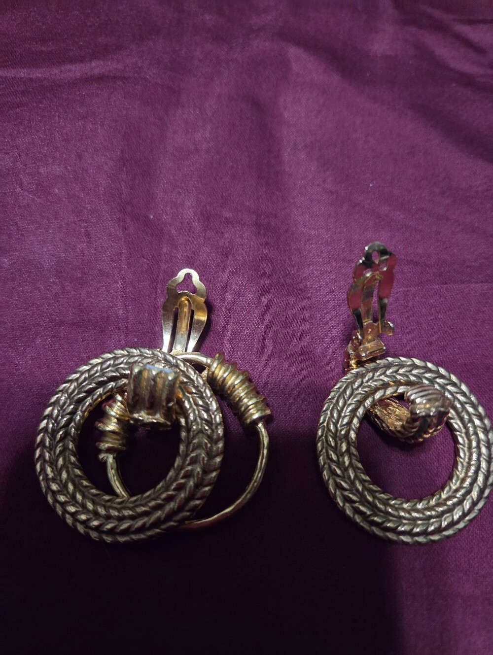 Chanel Gold-Tone Circular Rope Clip-On Earrings